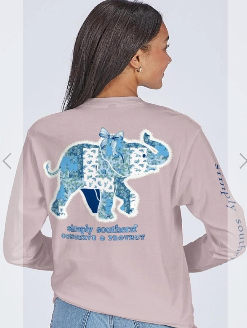 Simply Southern Elephant Animal Flower Tracker Graphic T-Shirt, NWT